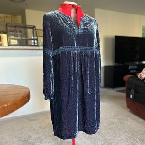 Sundance velvet dress long sleeves deep blue/plum